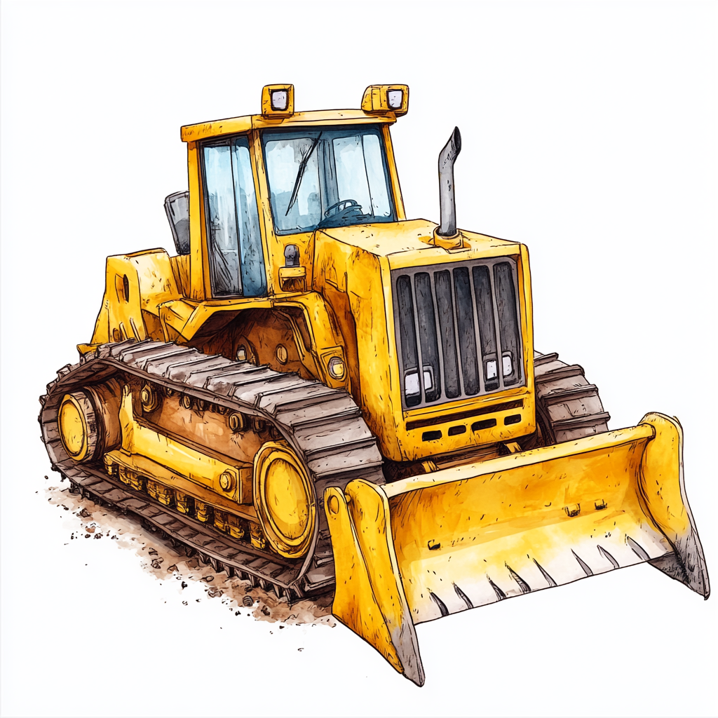 drawing of a yellow Bulldozer